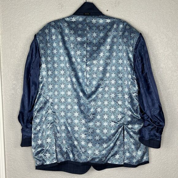 "JOE" JOSEPH ABBOUD 42R Blue Glen Plaid Wool Stretch Sport Coat Jacket - Picture 4 of 6